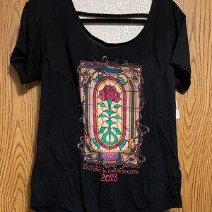 Universal Black Tee with Colorful Stained Glass Design